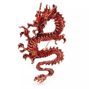 NEW! VINTAGE RED DRAGON BROOCH